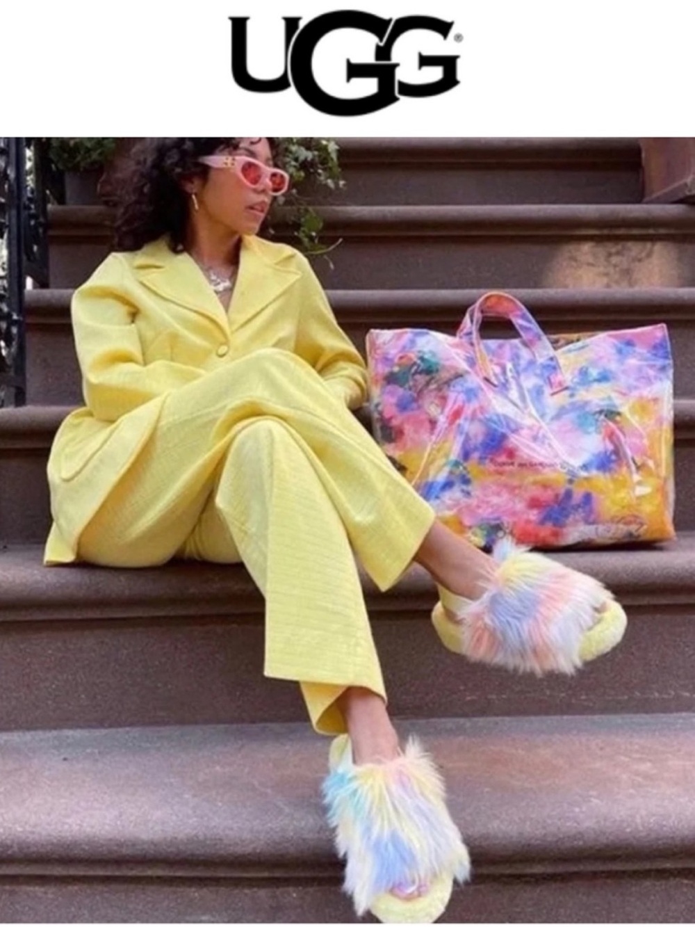 UGG Disco Slide platform sandals in Margarita tie-dye colorway